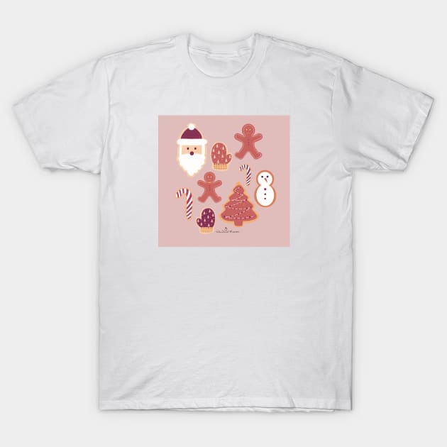 Christmas Cookies - Magenta and Cream Palette | Pattern T-Shirt by thewhimsicalrepose